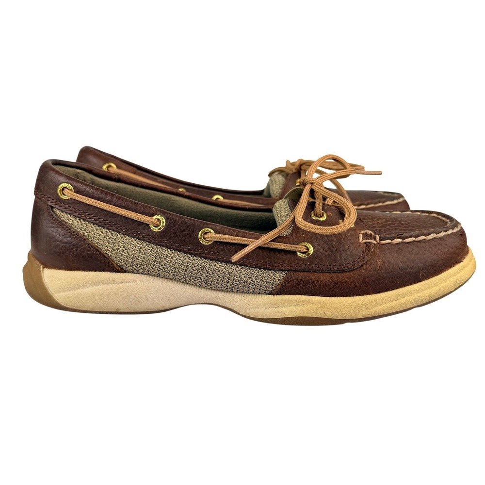 Sperry Top-Sider Brown Leather and Mesh Boat Shoes Womens 8M Loafers